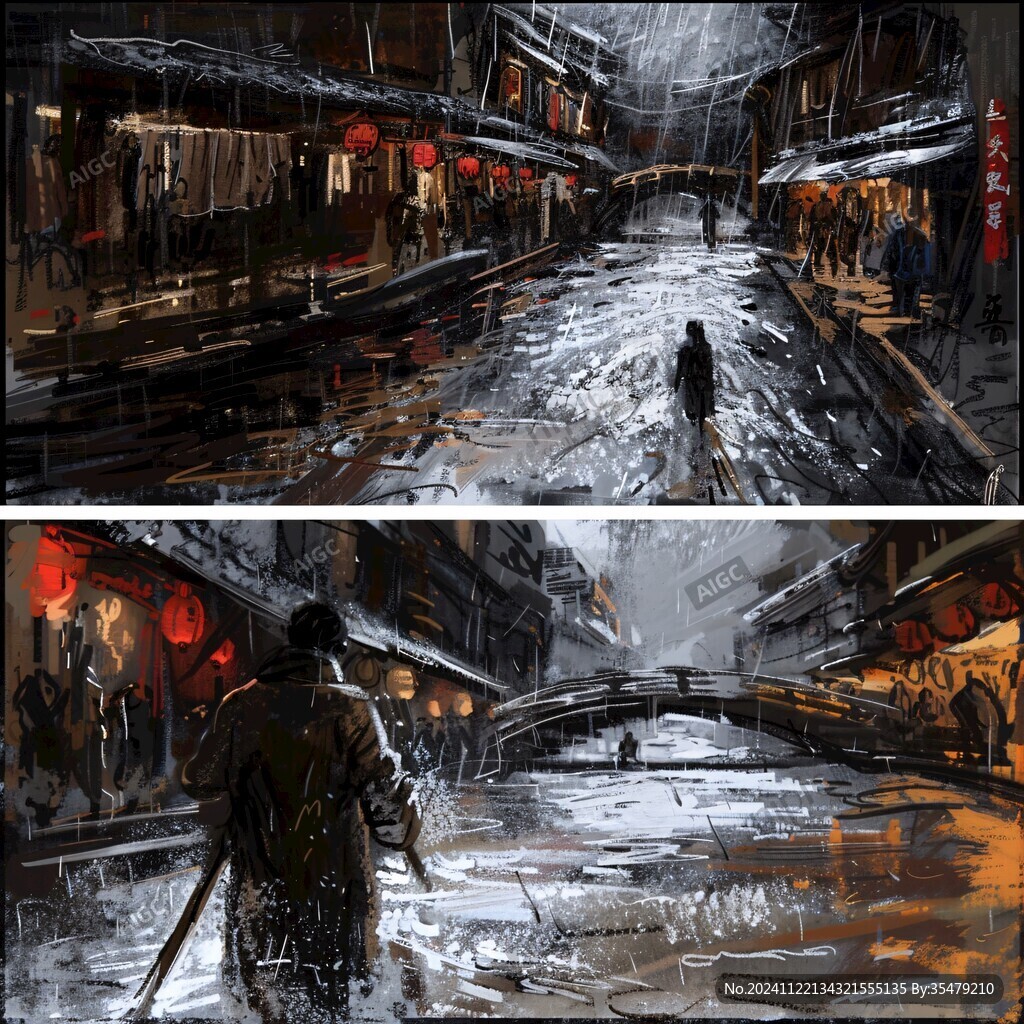 雨巷插画