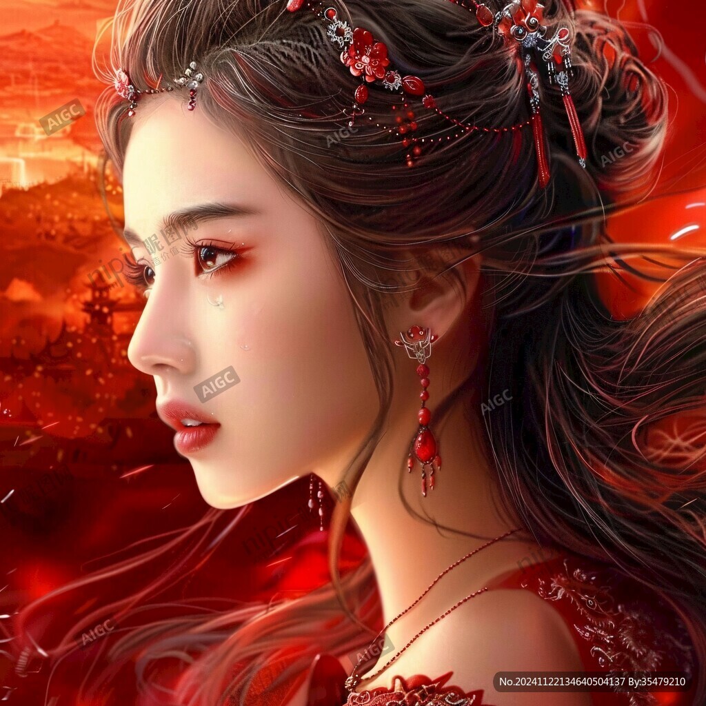 红衣少女设计古风