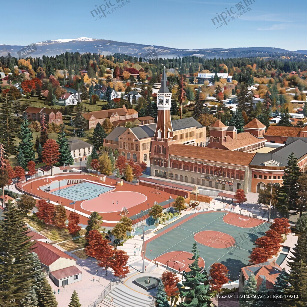 斯坦福大学旅游插画