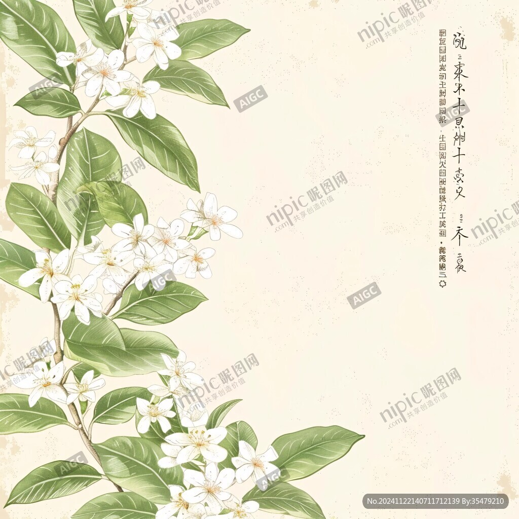 手绘桂花草本