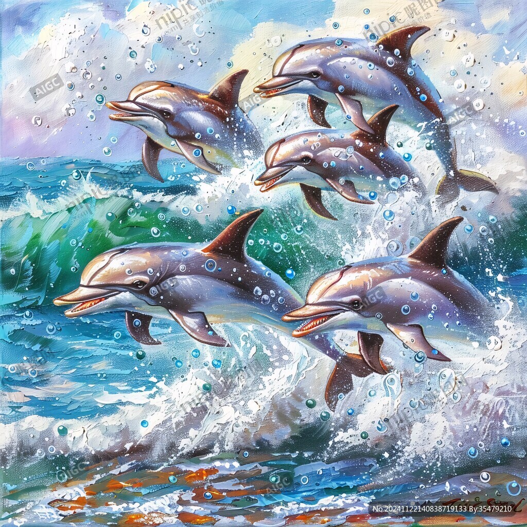 海豚艺术画