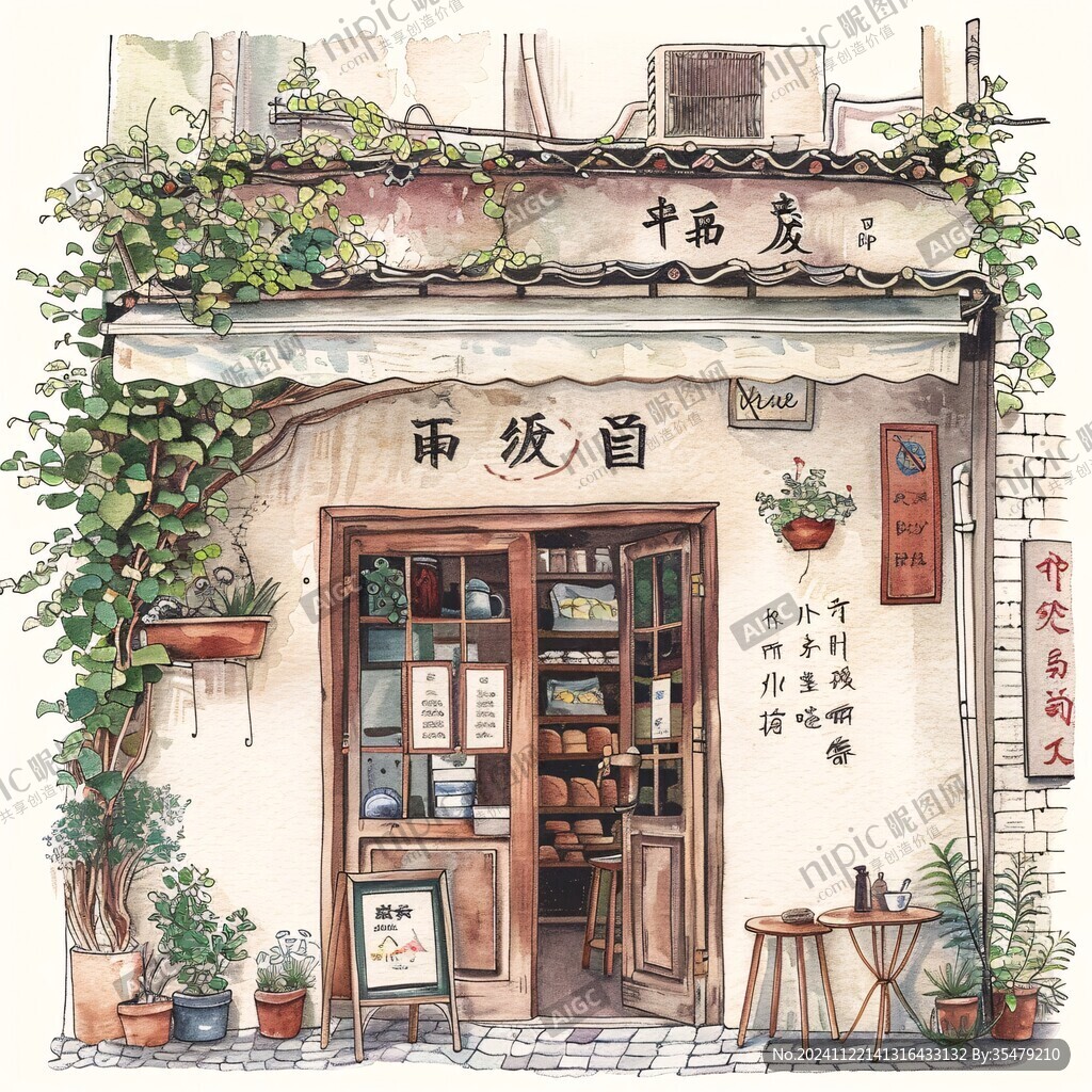 街边小店插画