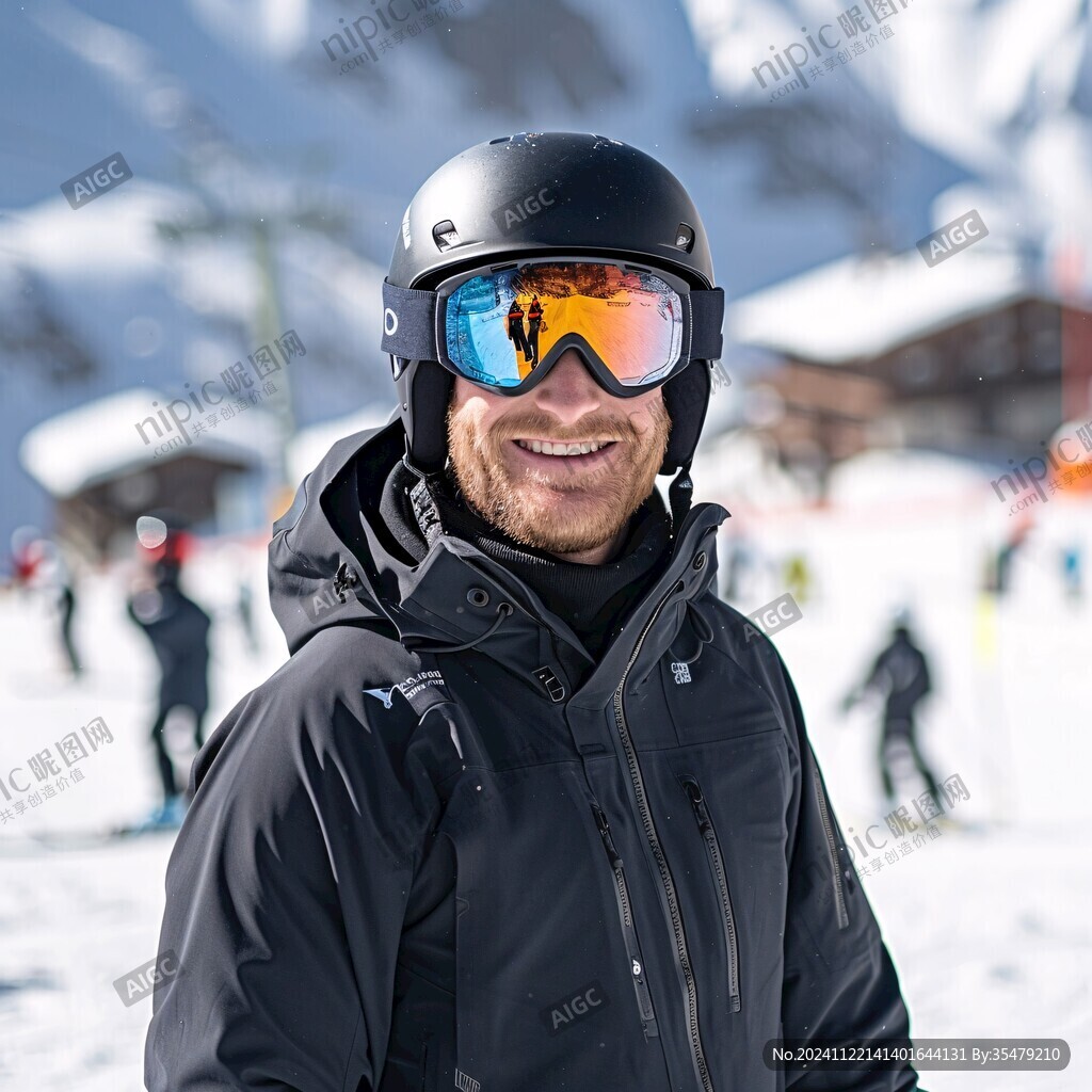 一个人正面滑雪者
