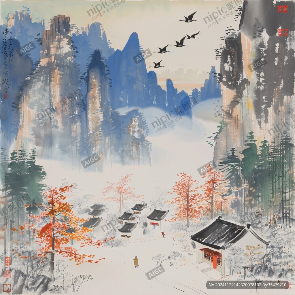 装饰画画芯写意山水
