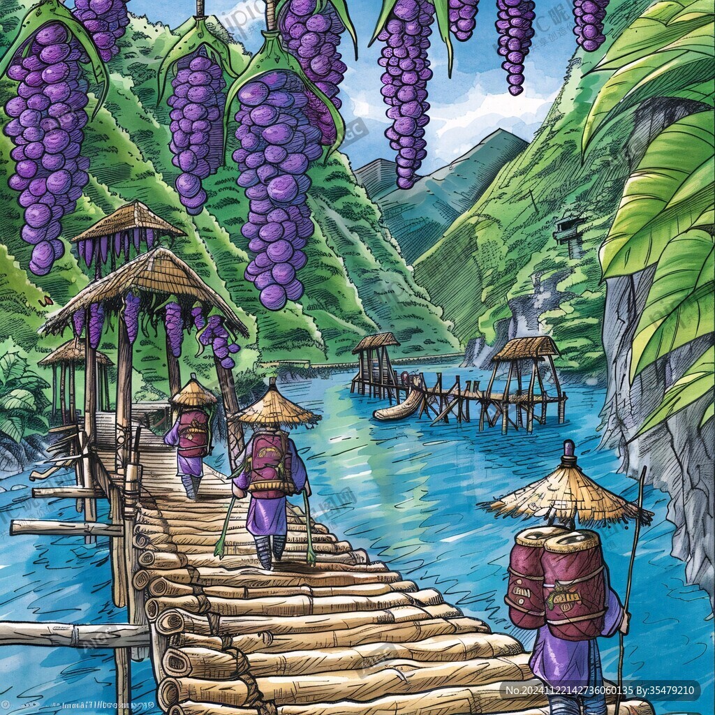 采摘葡萄插画