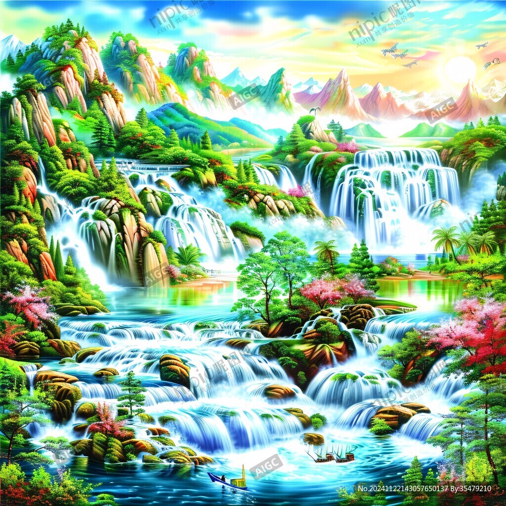 流水生财风景画