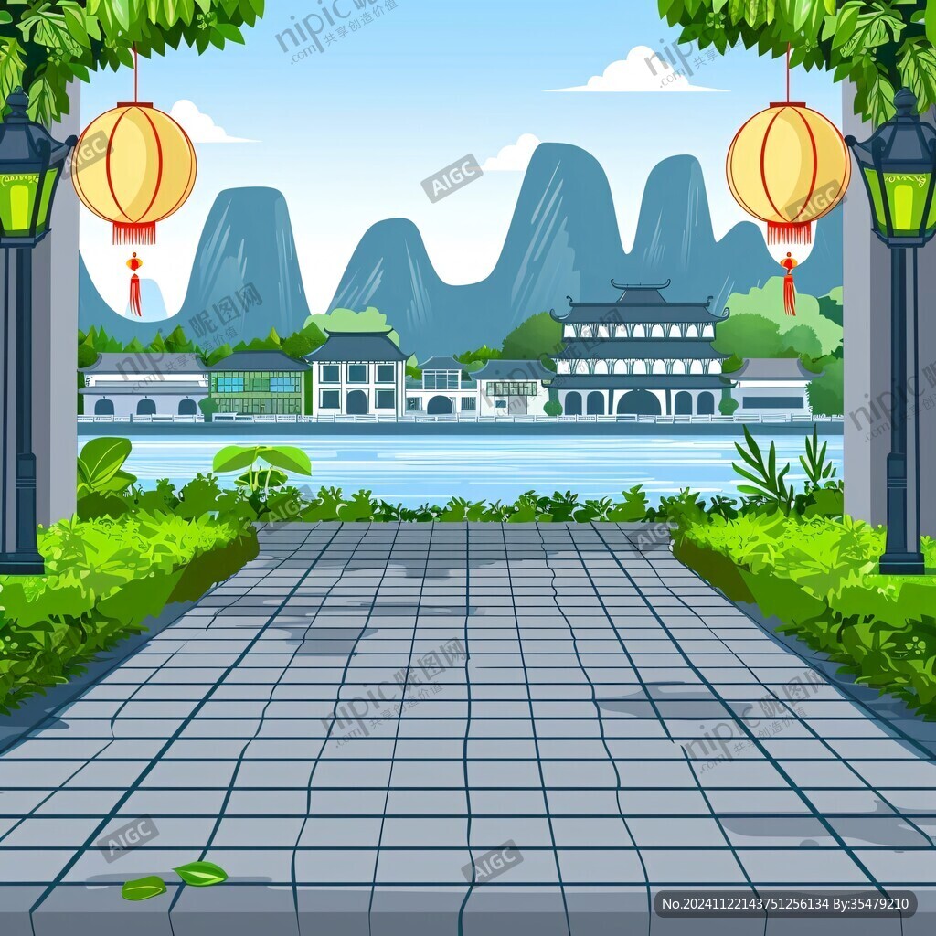 广西建筑插画