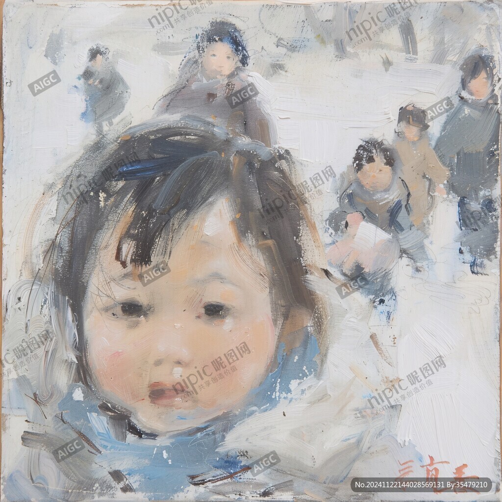 油画小孩