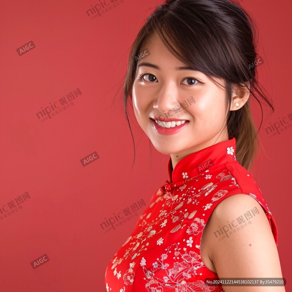 穿红色旗袍的女孩