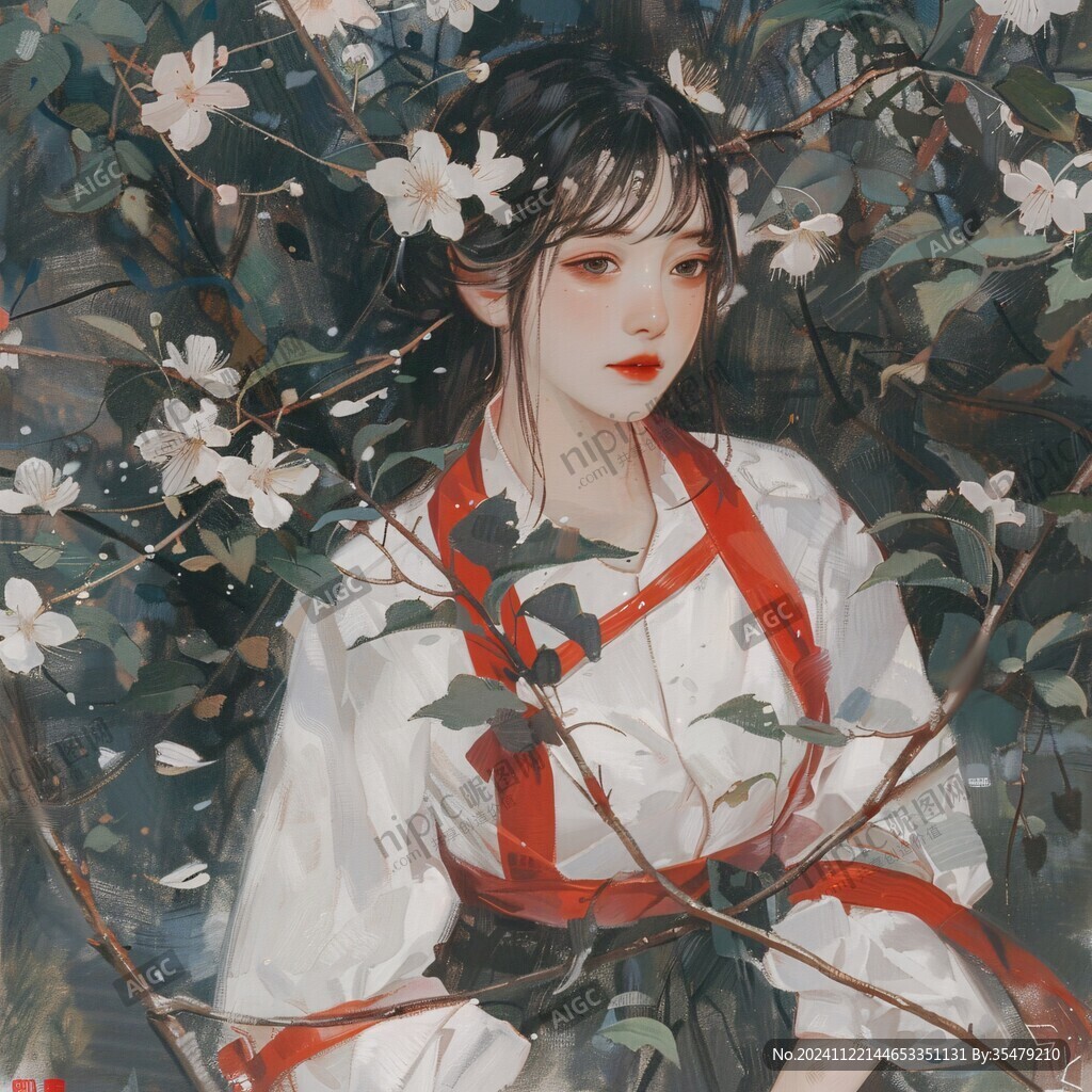 插画汉服女生