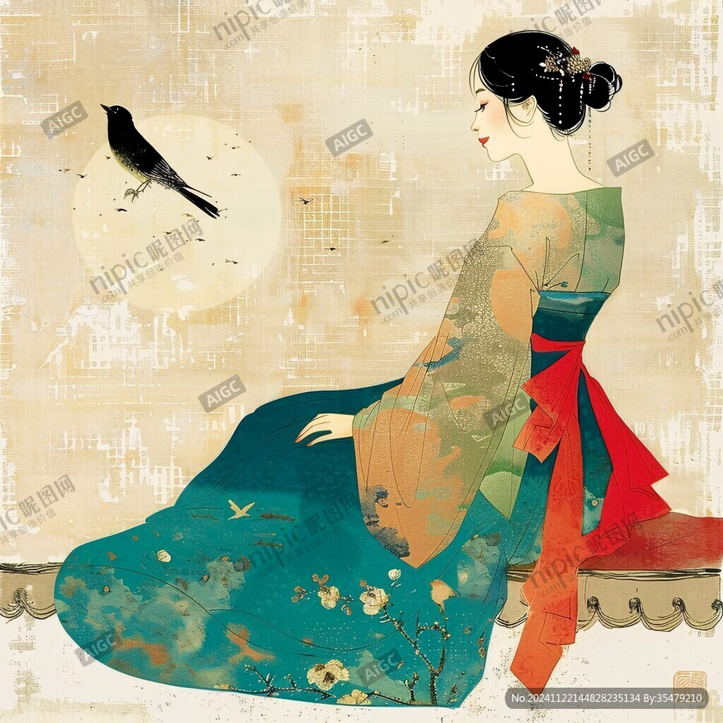 少女与仙鹤