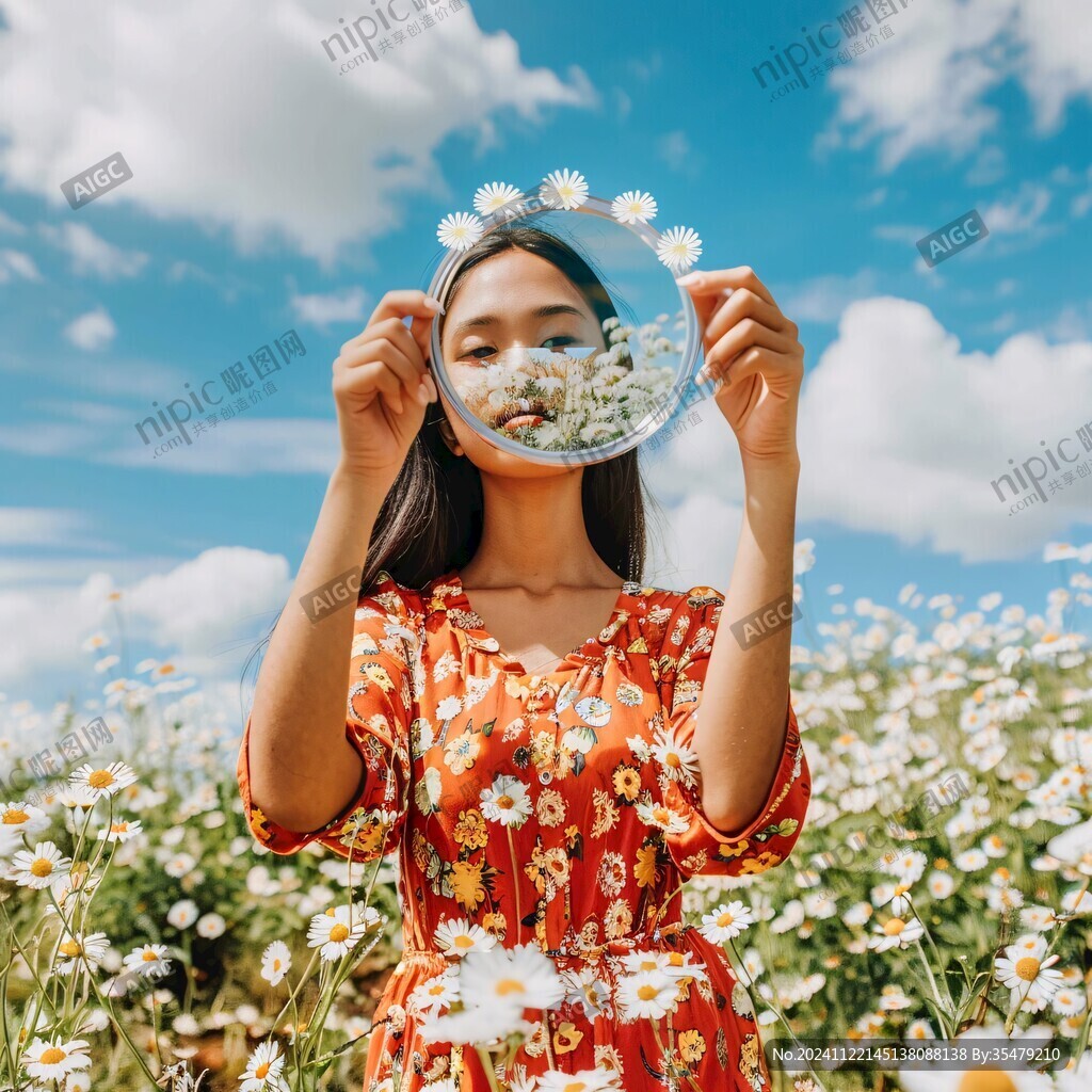 花海里的少女