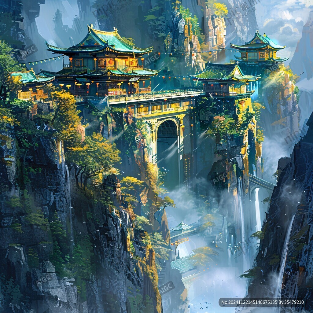 宫殿楼阁仙境仙人大殿