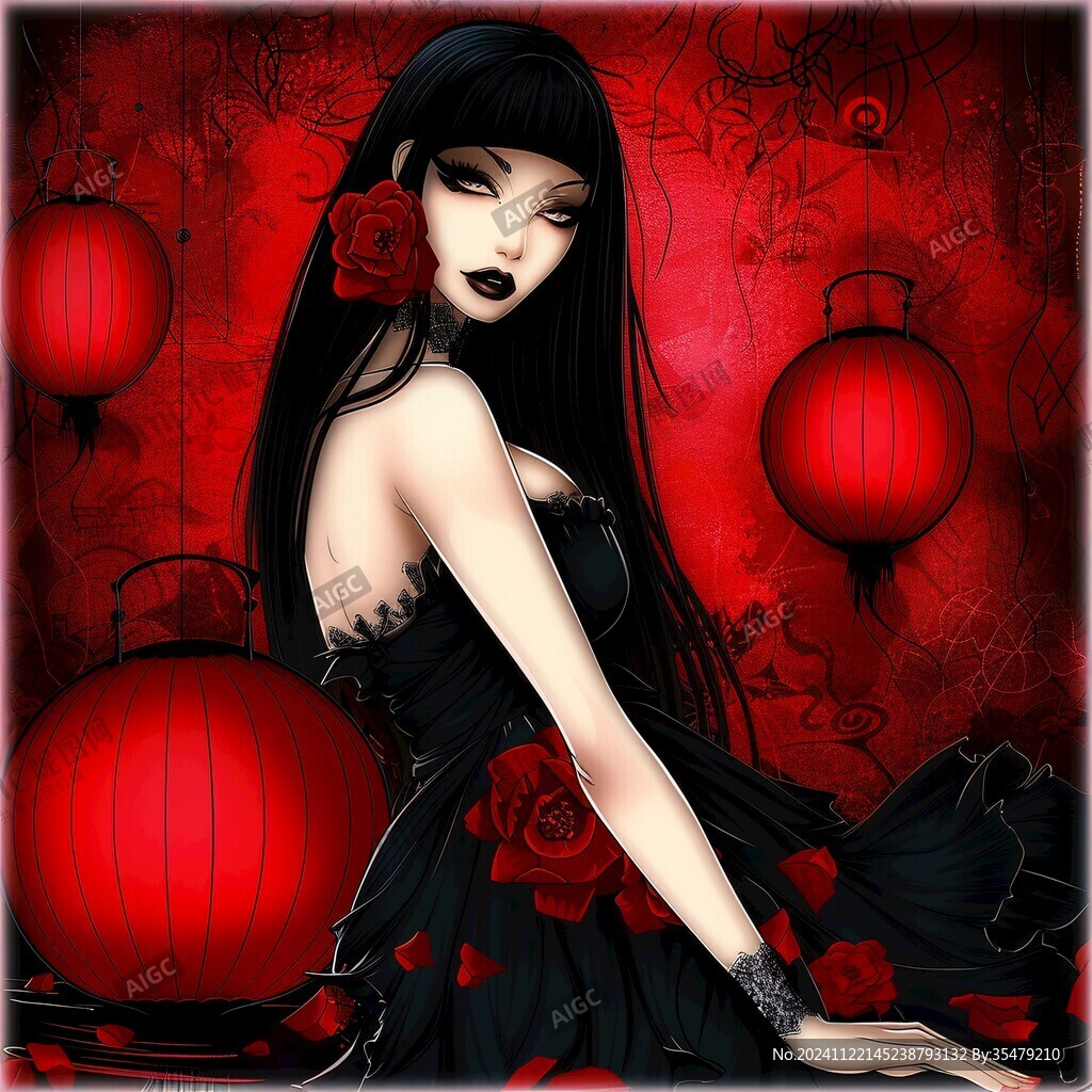 个性红黑女人