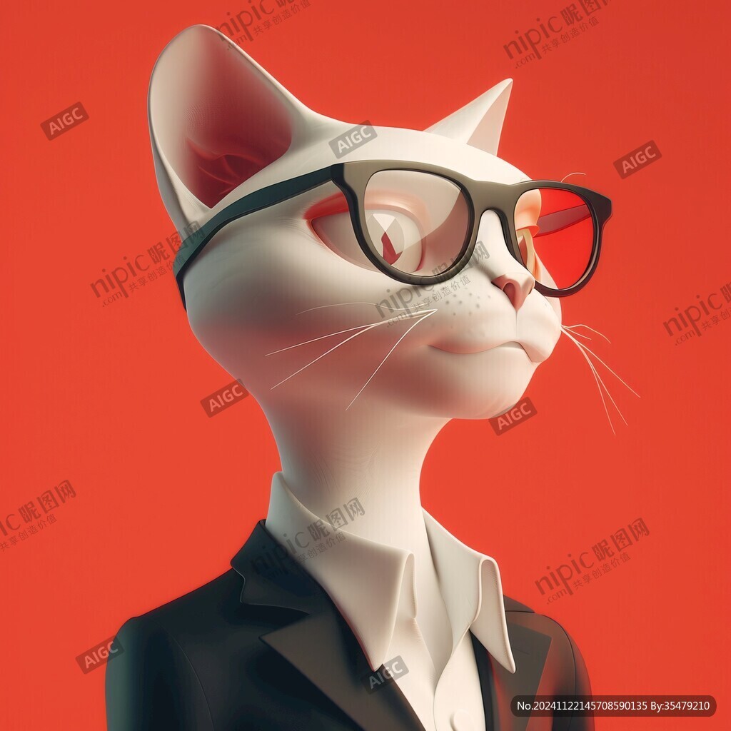 卡通猫戴眼镜的猫叔