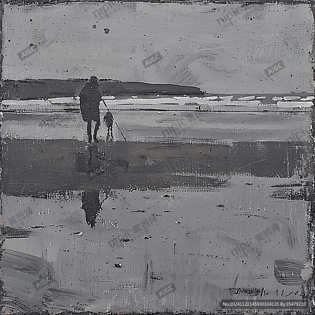 池塘边抽象画
