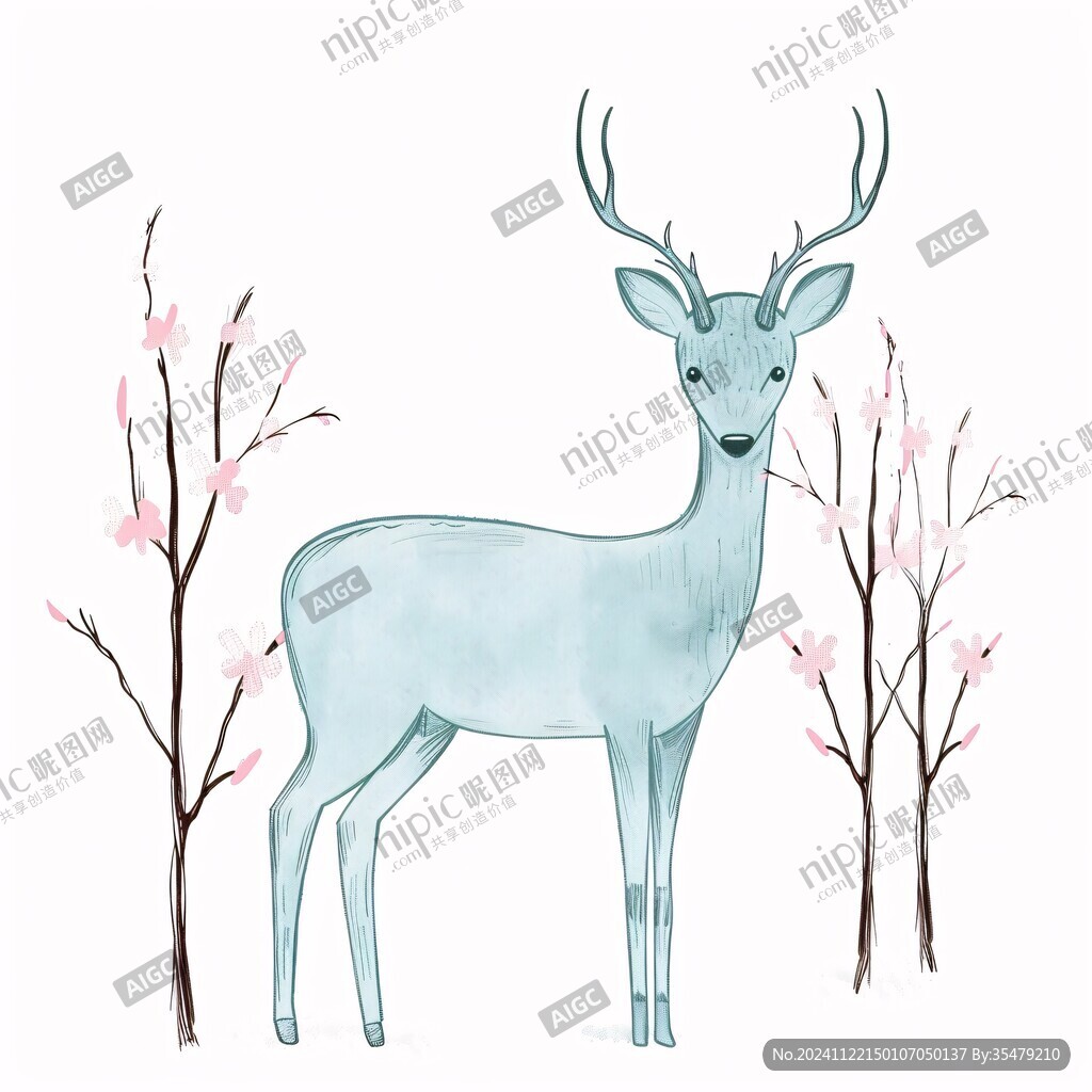 创意手绘梅花鹿插画