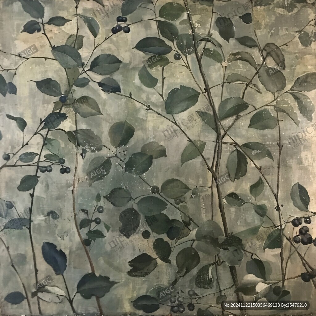 酸枣树枝叶抽象画