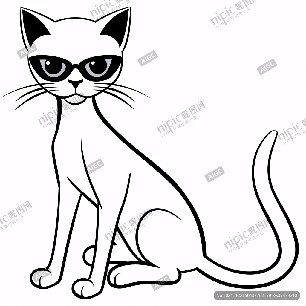 小猫简约线条图