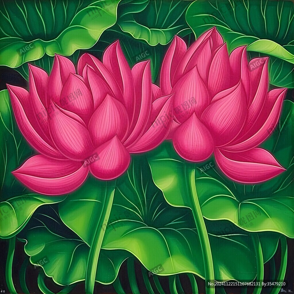 荷花立体画
