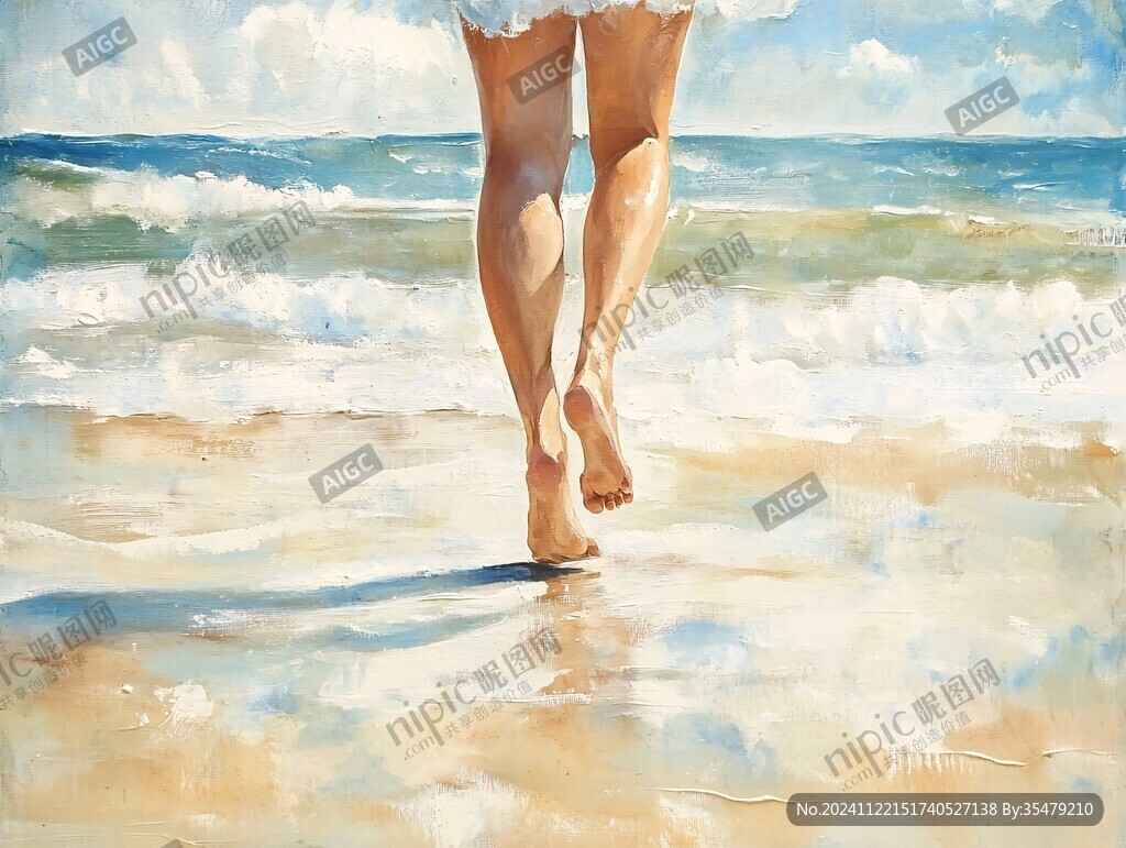 海滩赤脚