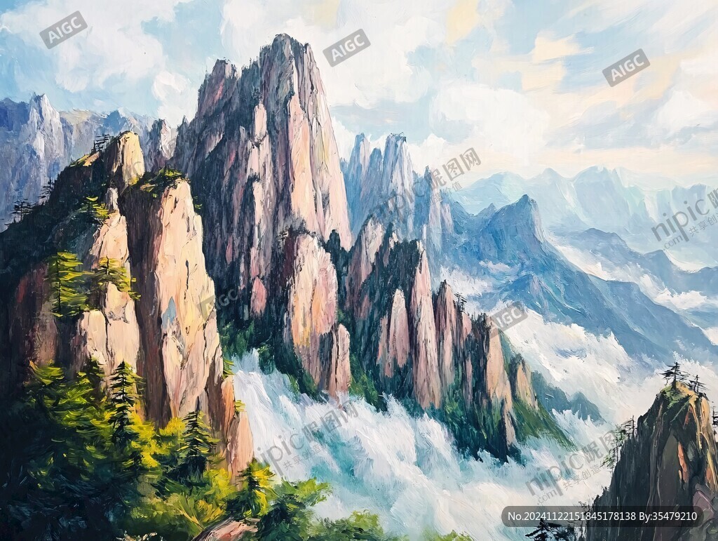 九华山油画