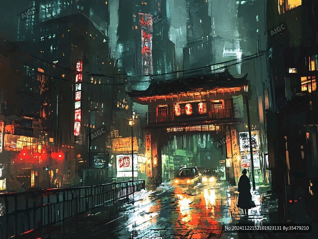 雨巷插画