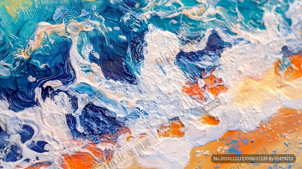 肌理彩色流体装饰画