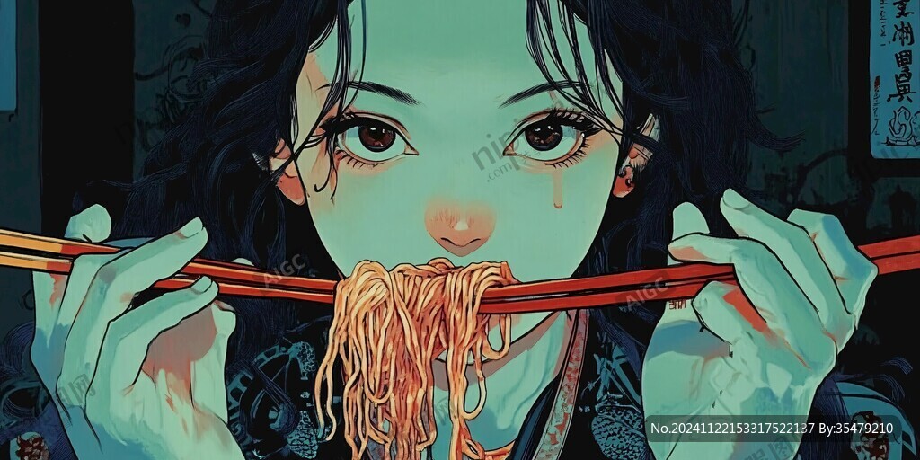 吃面插画