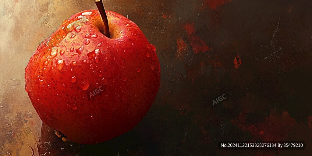 红色带露珠苹果