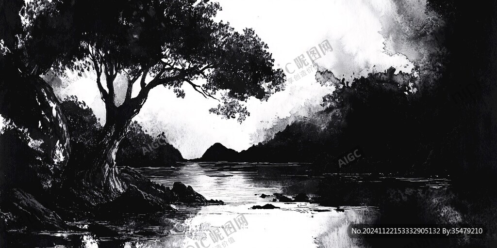 森林水墨画