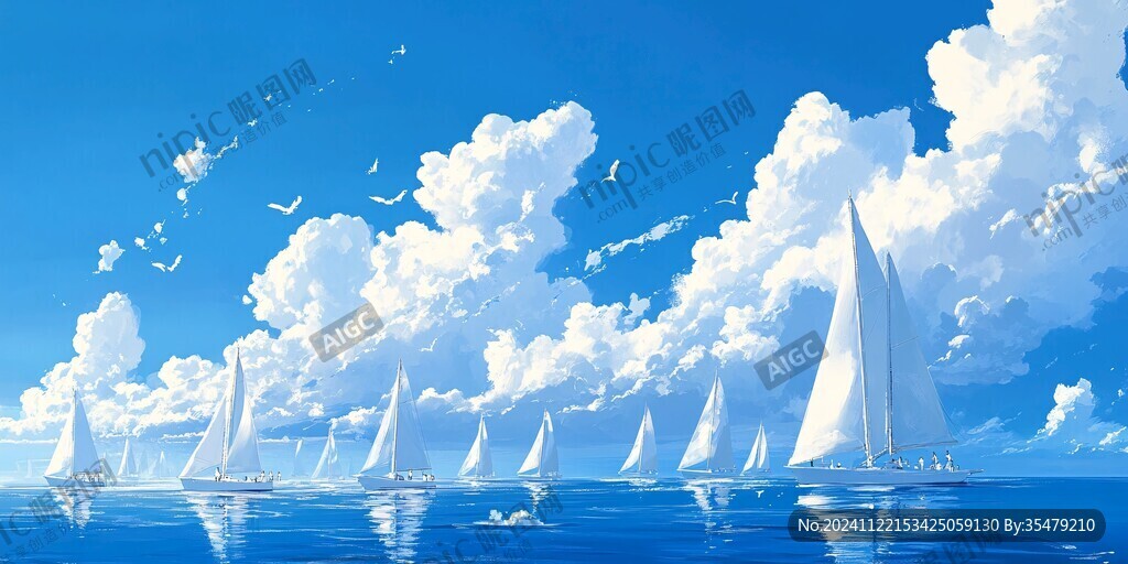 插画海洋辽阔