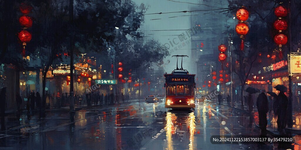 冬天下雨街道