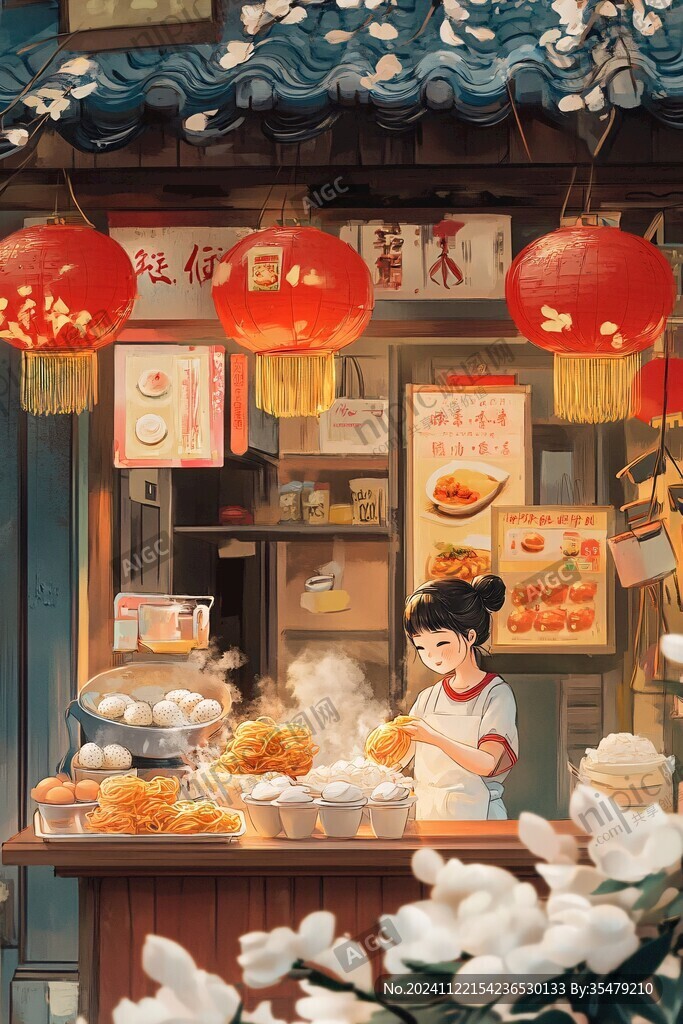 年糕店插画