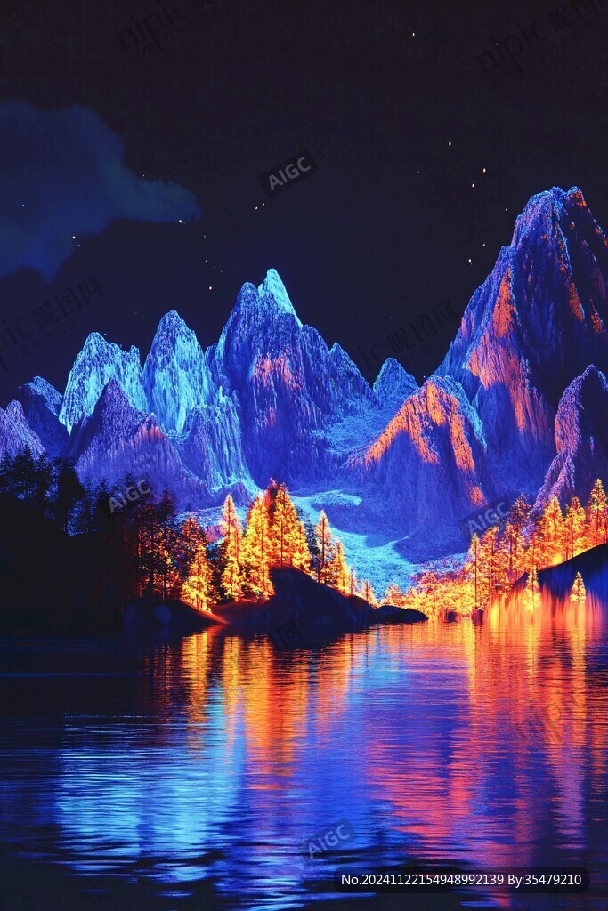 蓝色梦幻山水风情