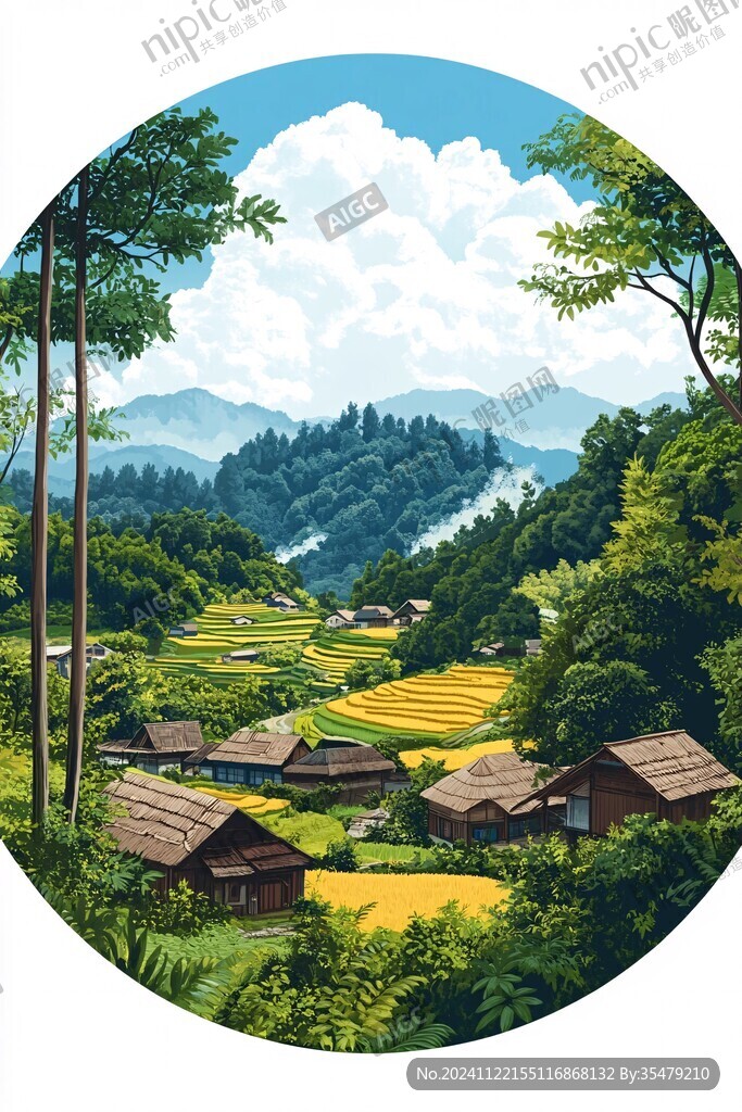 融水县风光插画