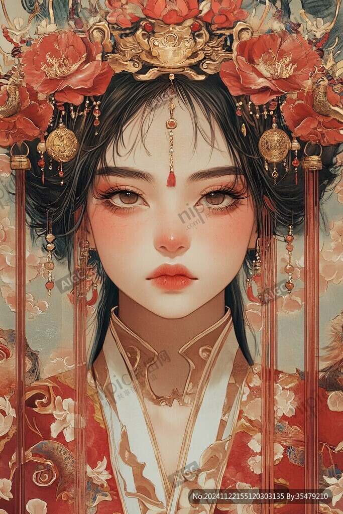 红衣少女设计古风