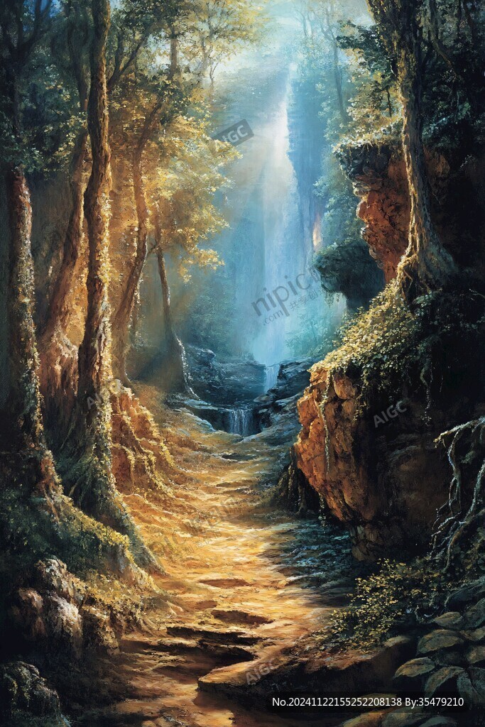 风光人间仙境油画