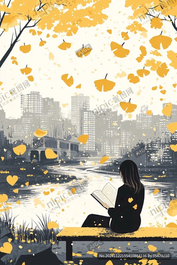 秋天治愈插画
