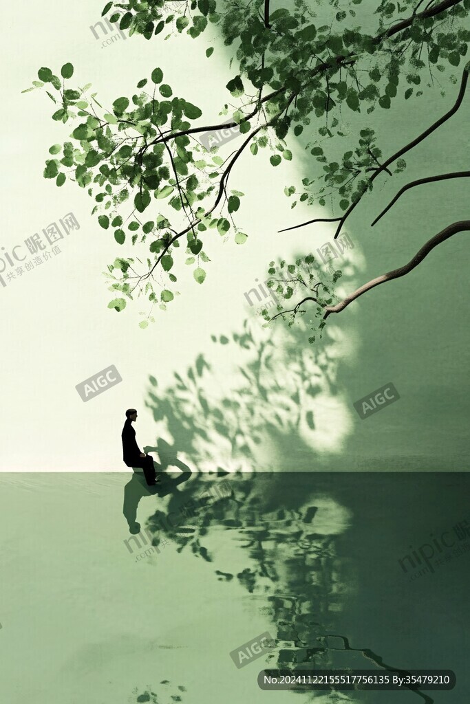 绿色倒影素材