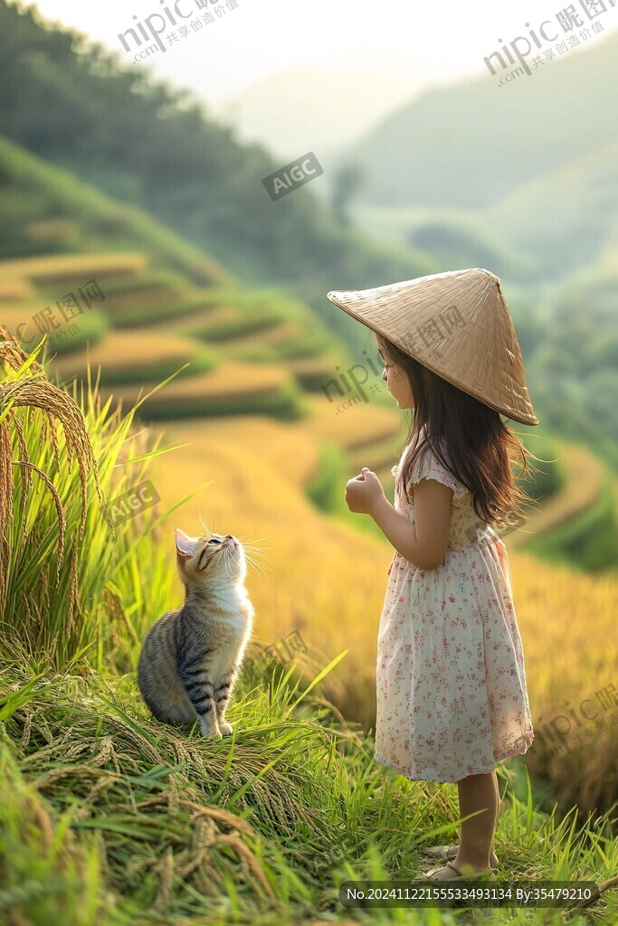 割稻少女