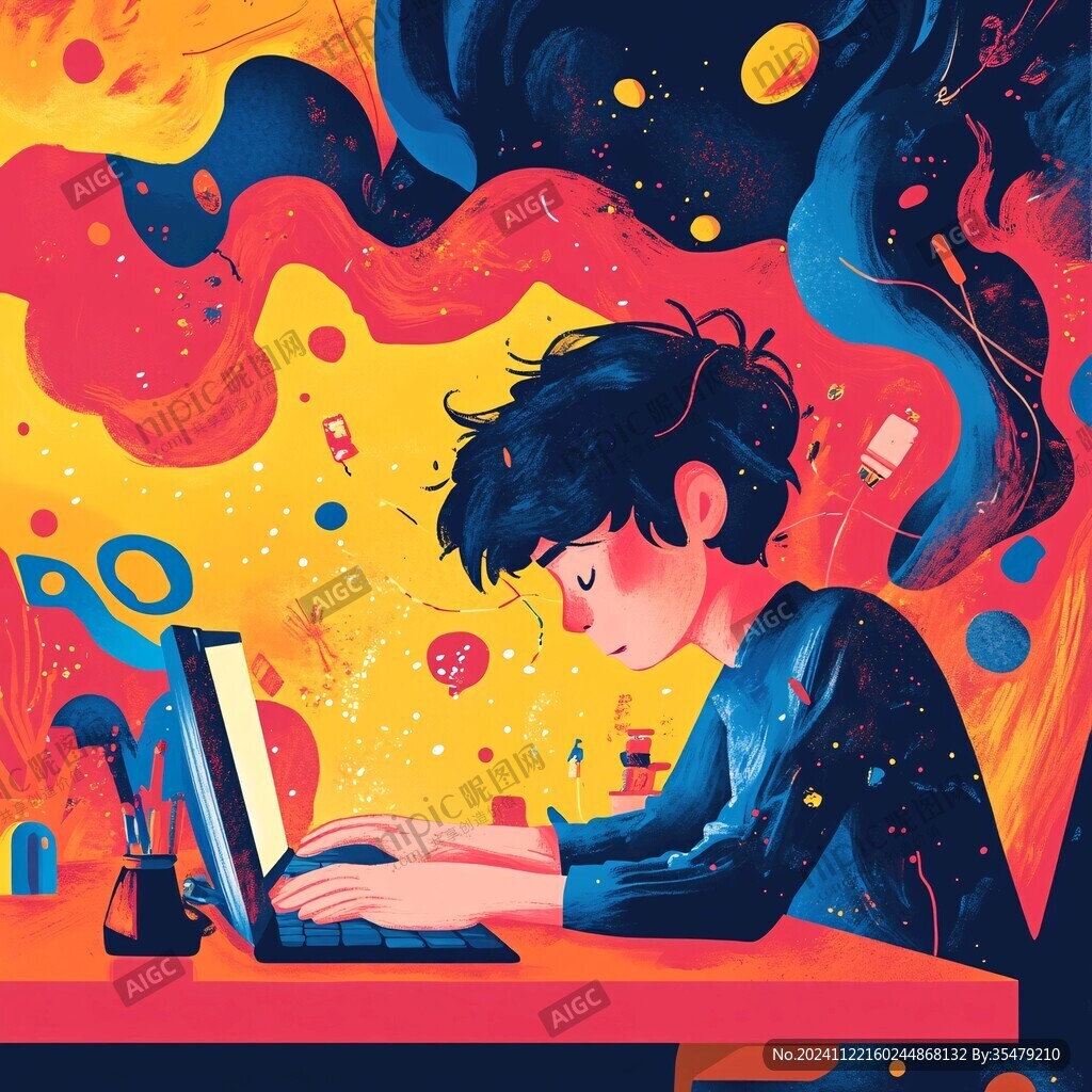 科技男插画