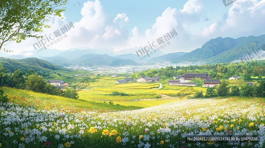唯美花田场景