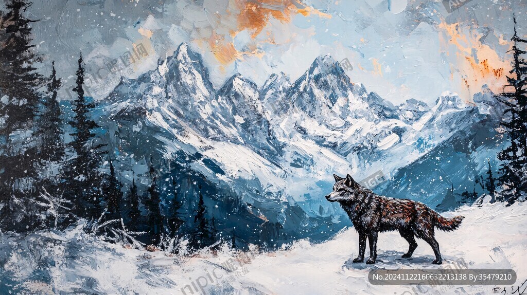 动物风景油画