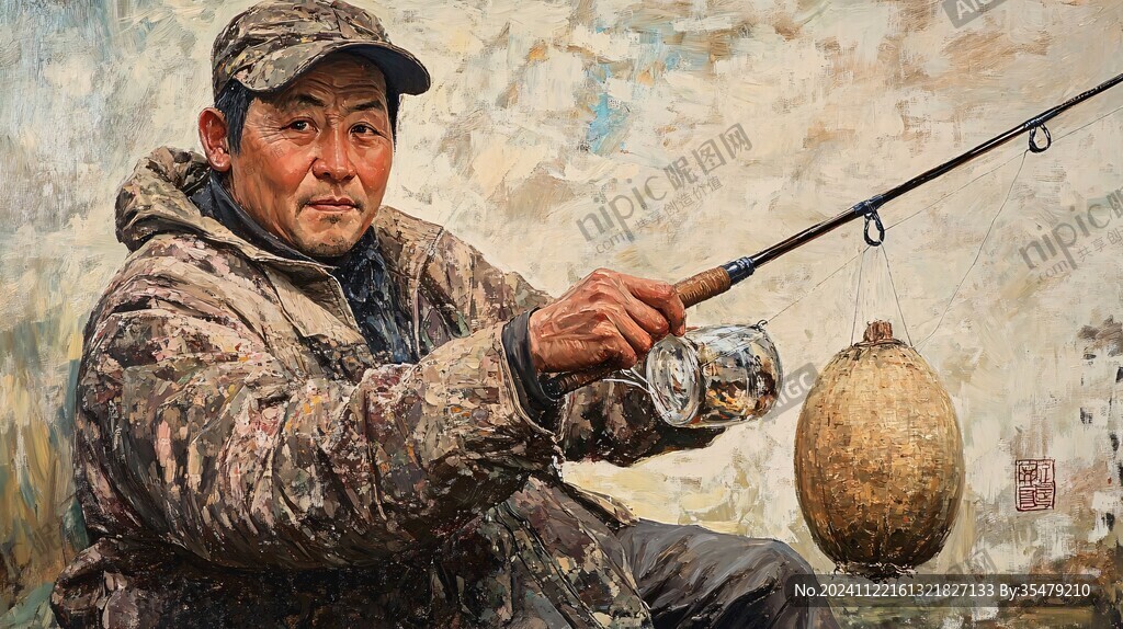 骑兽吹螺人像