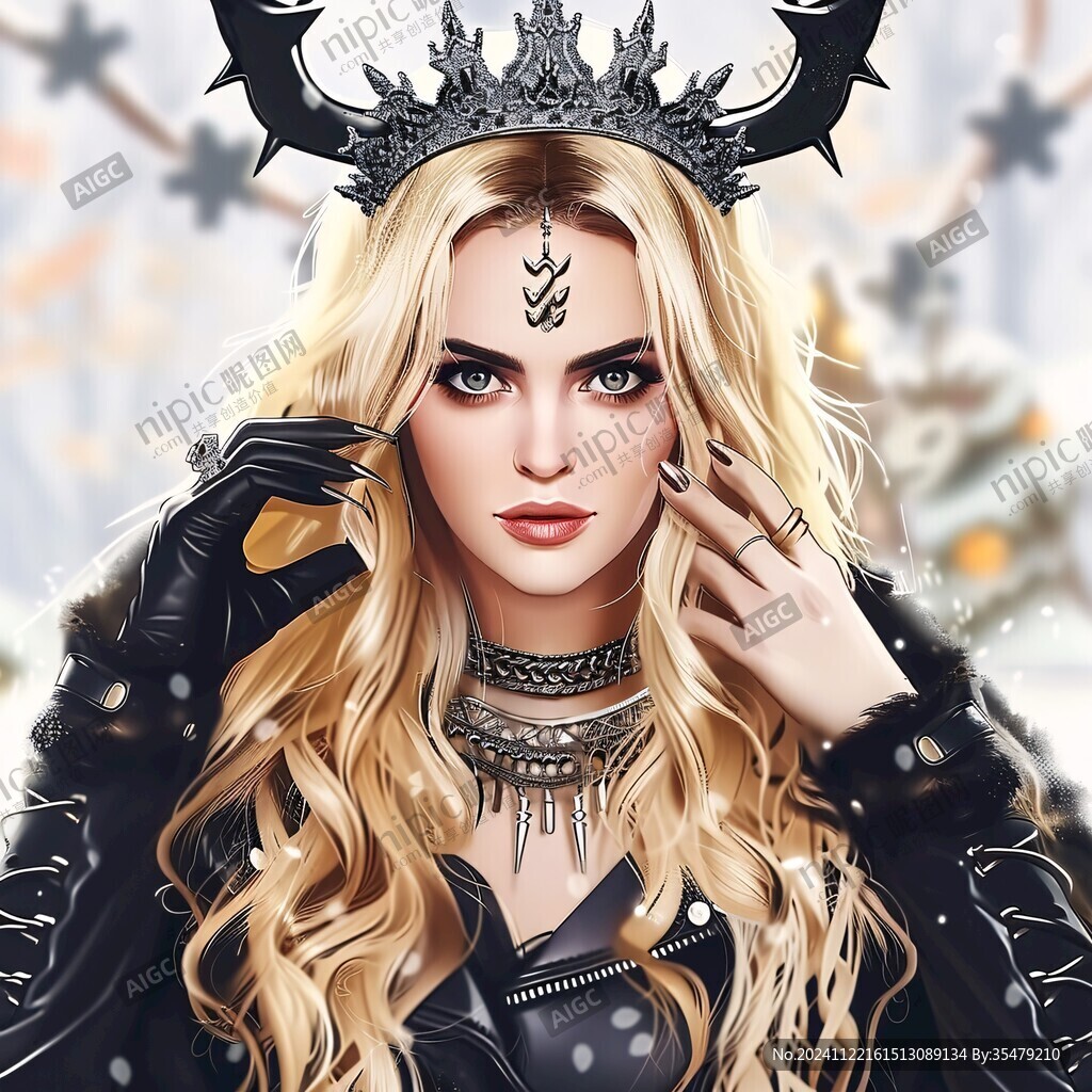 戴皇冠的女人插画