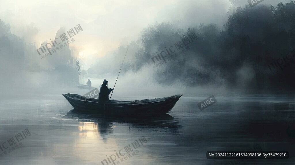 孤舟插画