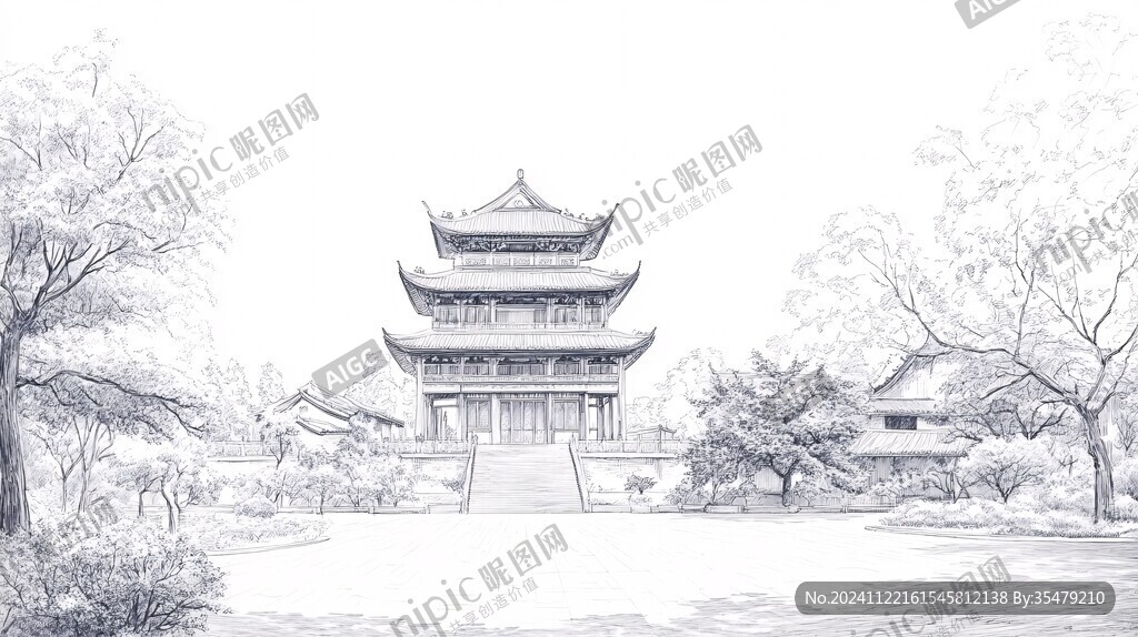阅江楼线描