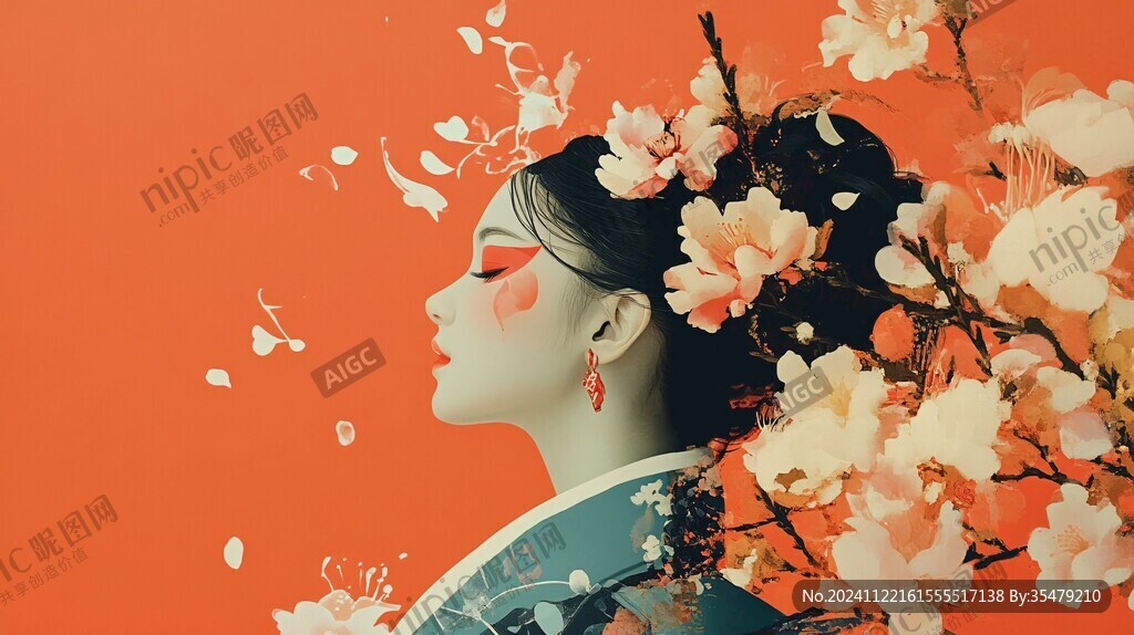 木棉花美女插画