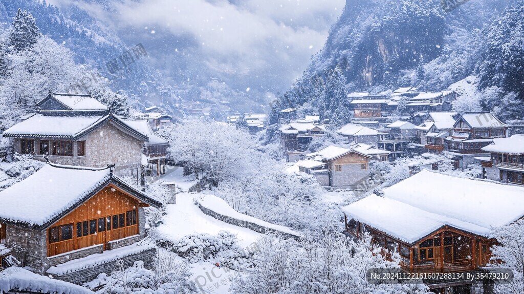 古村落雪景风光